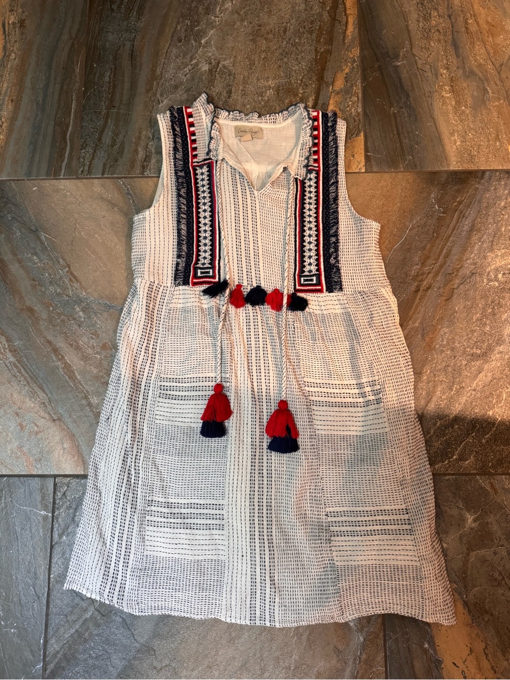 Women’s red White and blue Sleeveless Boho Dress — patriotic dress